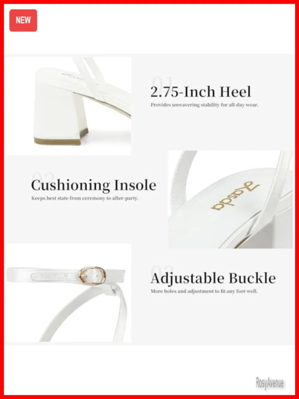 2.75 Block Heels Square Open Toe Adjustable Ankle Strap Wedding Shoes